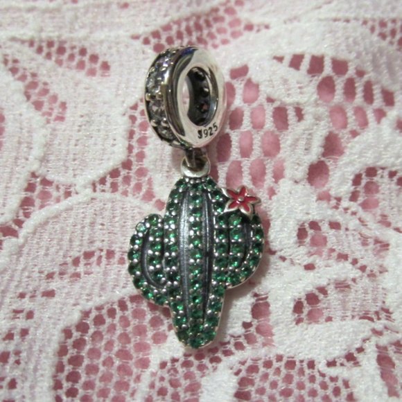 Cactus Charm Bead~Sterling Silver & Cubic Zirconia's~STUNNING!! - Picture 8 of 8